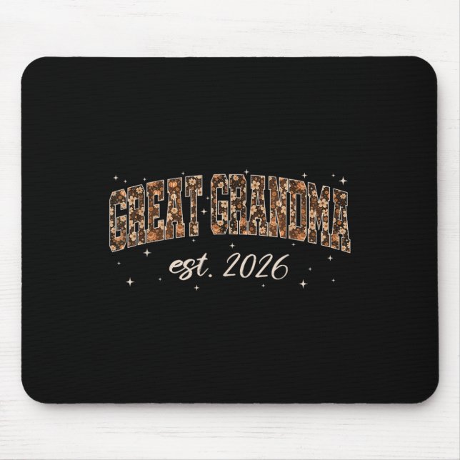 Great Grandma Est 2026 Preppy Floral Fall Pumpkin  Mouse Mat (Front)