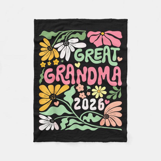 Great Grandma Est. 2026 Promoted To Great Grandma  Fleece Blanket (Front)