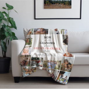 Great Grandma Established 20 Photo Family Fleece Blanket