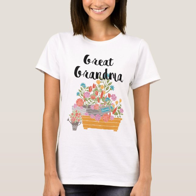 Great- Grandma Flower Garden Design T-Shirt (Front)