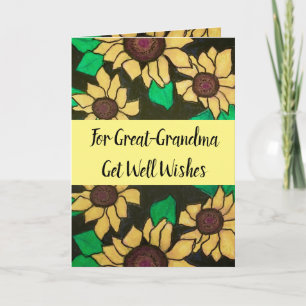 Great-Grandma Get Well Wishes Yellow Sunflowers Card