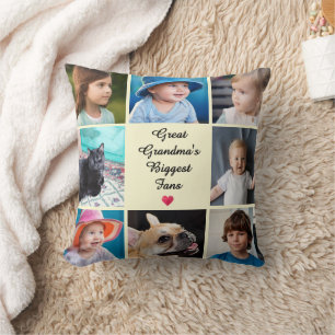 Great Grandma Gift Custom 8 Photo Template Yellow Cushion