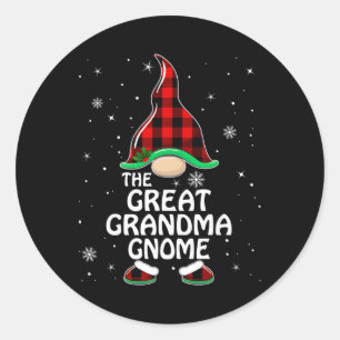 Great Grandma Gnome Buffalo Plaid Matching Family  Classic Round Sticker