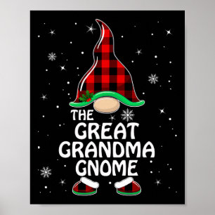 Great Grandma Gnome Buffalo Plaid Matching Family  Poster