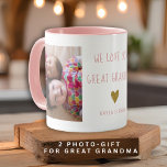 Great Grandma Grandkids 2 Photo Collage Pink Mug<br><div class="desc">A cute photo mug gift is a thoughtful way to show your appreciation for great grandma. With this gift,  you can personalise it with 2 photos and the names of her beloved grandkids. It's a heartfelt gesture that she will surely cherish.</div>