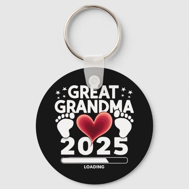 Great grandma Loading 2025 Pregnancy Announcement Key Ring (Front)