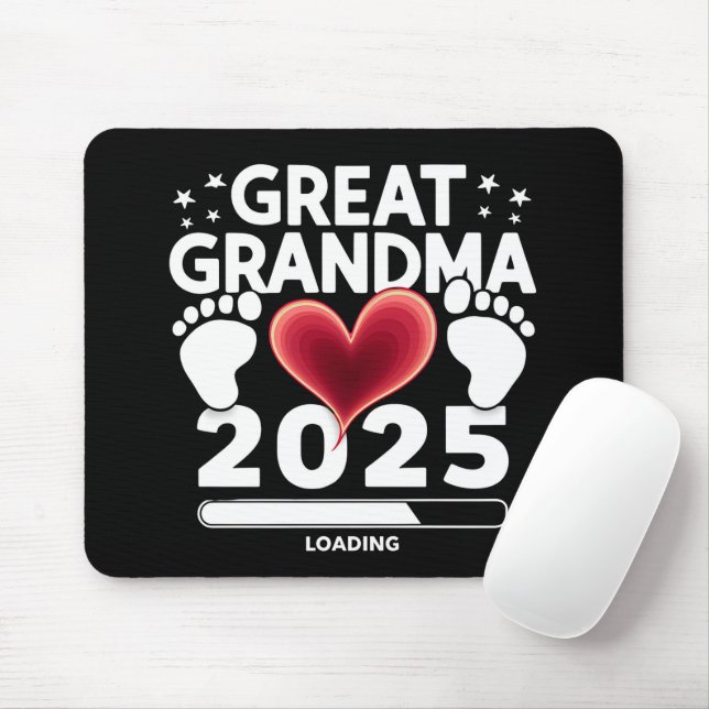 Great grandma Loading 2025 Pregnancy Announcement Mouse Mat (With Mouse)