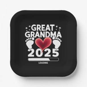 Great grandma Loading 2025 Pregnancy Announcement Paper Plate