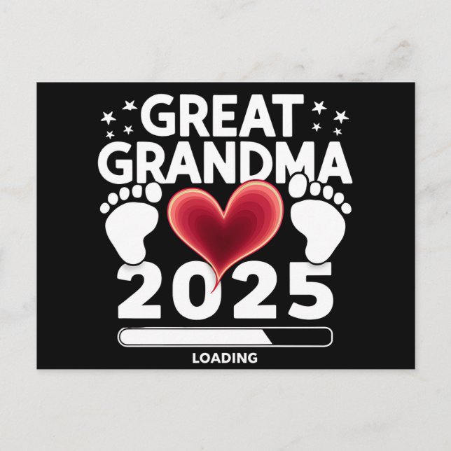 Great grandma Loading 2025 Pregnancy Announcement Postcard (Front)
