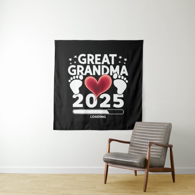 Great grandma Loading 2025 Pregnancy Announcement Tapestry (In Situ)