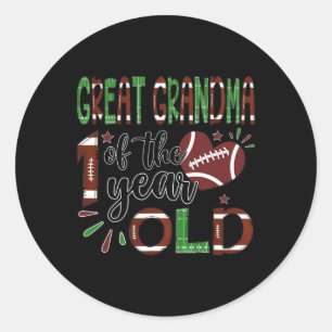 Great Grandma Of The 1 Year Old Football 1st Year  Classic Round Sticker