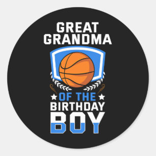 Great Grandma Of The Birthday Boy Basketball Famil Classic Round Sticker