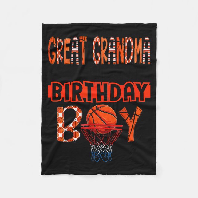 Great Grandma Of The Birthday Boy Basketball Party Fleece Blanket (Front)