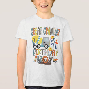 Great Grandma Of The Birthday Boy Construction Wor Tri-Blend Shirt