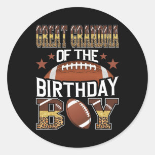 Great Grandma Of The Birthday Boy Football Baller  Classic Round Sticker