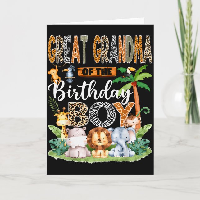 Great Grandma Of The Birthday Boy Jungle Safari An Card (Front)