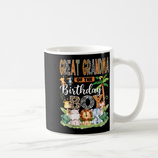 Great Grandma Of The Birthday Boy Jungle Safari An Coffee Mug (Right)
