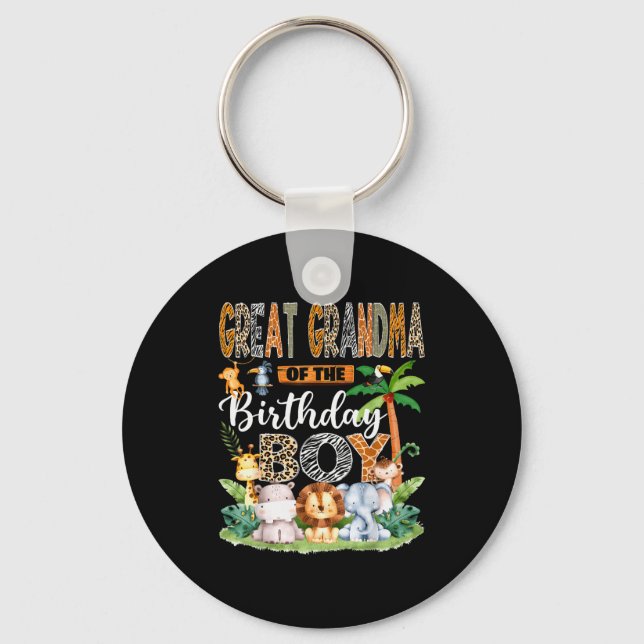 Great Grandma Of The Birthday Boy Jungle Safari An Key Ring (Front)