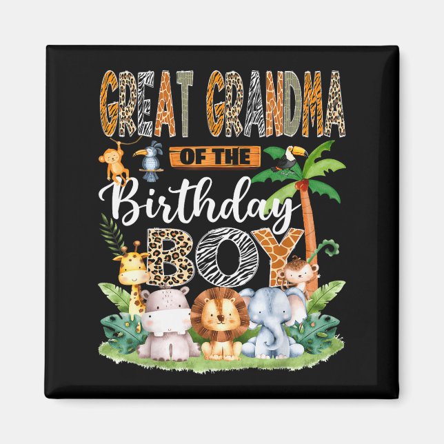 Great Grandma Of The Birthday Boy Jungle Safari An Magnet (Front)