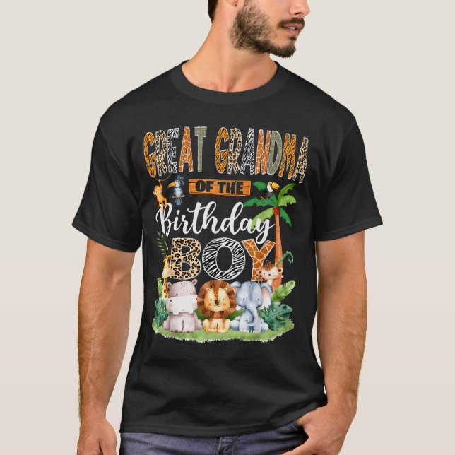 Great Grandma Of The Birthday Boy Jungle Safari An T-Shirt (Front)