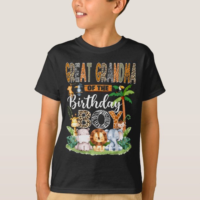 Great Grandma Of The Birthday Boy Jungle Safari An T-Shirt (Front)