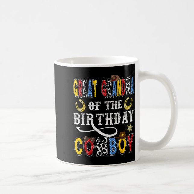 Great Grandma Of The Birthday Cowboy Western Rodeo Coffee Mug (Right)