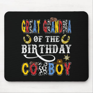 Great Grandma Of The Birthday Cowboy Western Rodeo Mouse Mat