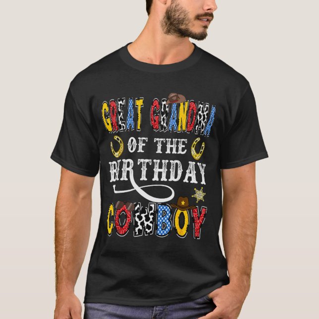 Great Grandma Of The Birthday Cowboy Western Rodeo T-Shirt (Front)