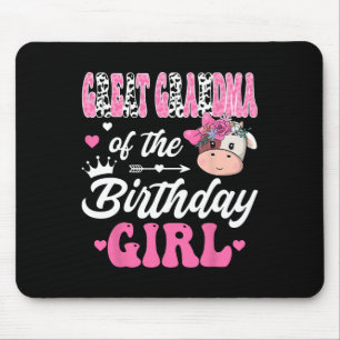 Great Grandma Of The Birthday Girl Farm Cow 1st Bd Mouse Mat