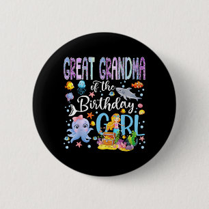 Great Grandma Of The Birthday Girl Mermaid Ocean 6 Cm Round Badge