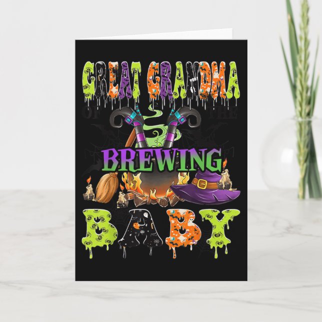 Great Grandma Of The Brewing Baby Halloween Baby S Card (Front)