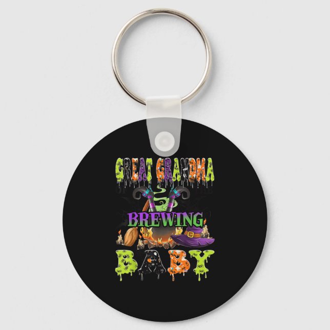 Great Grandma Of The Brewing Baby Halloween Baby S Key Ring (Front)