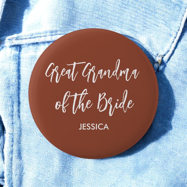 Great Grandma of the Bride Terracotta  6 Cm Round Badge (Creator Uploaded)