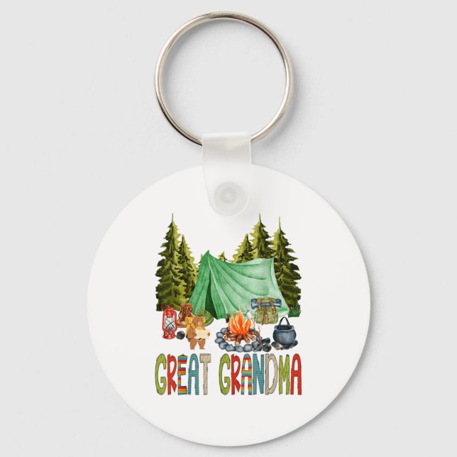 Great Grandma Of The Happy Camper 1st Birthday Bea Key Ring (Front)