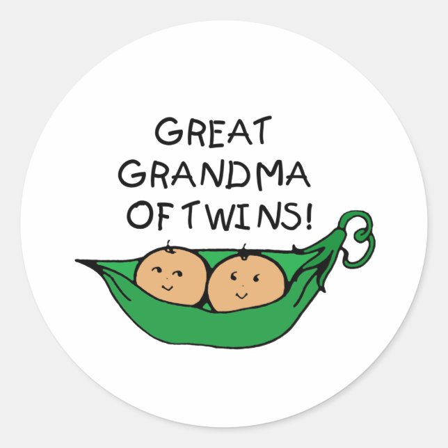 Great Grandma of Twins Pod Classic Round Sticker (Front)