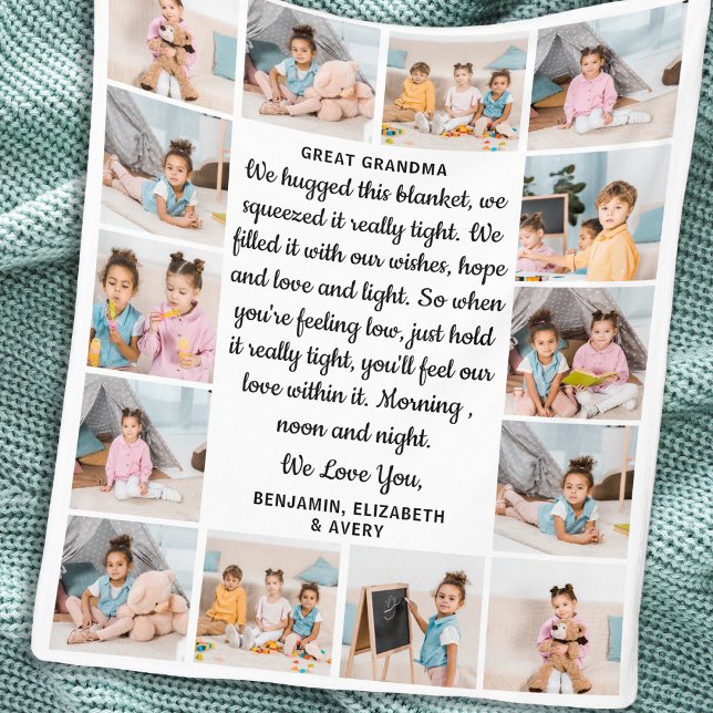 Great Grandma Personalised 14 Photo Collage Fleece Blanket (Creator Uploaded)
