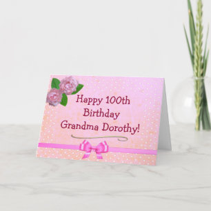 Great Grandma Pink Happy 100th Birthday Card