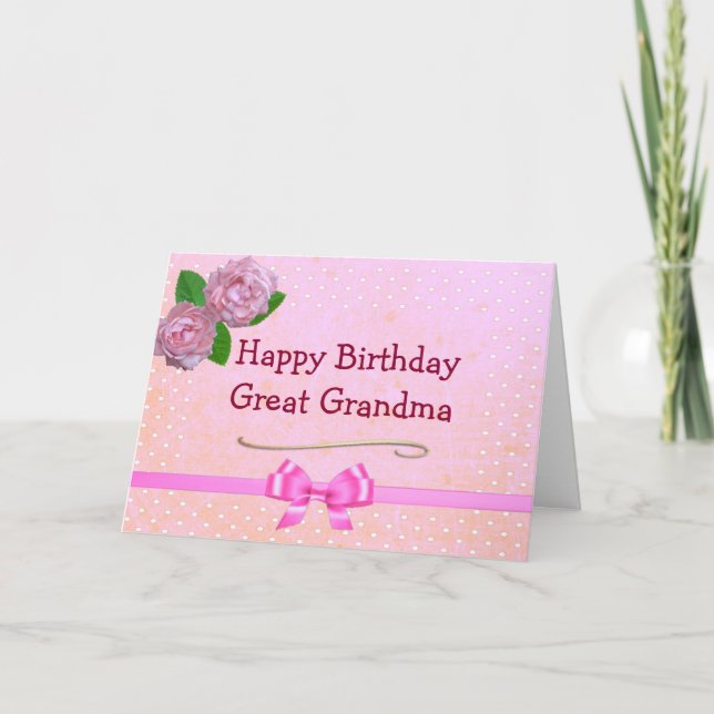 Great Grandma Pink Happy Birthday Card (Front)