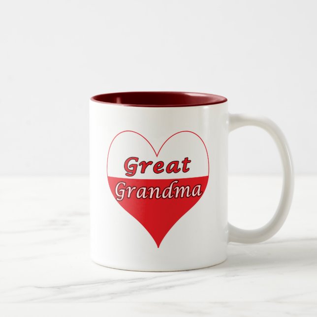 Great Grandma Polish Heart Two-Tone Coffee Mug (Right)