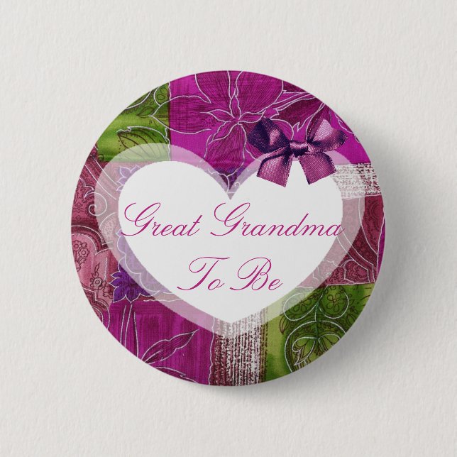 Great Grandma Purple Quilt Baby Shower Button (Front)