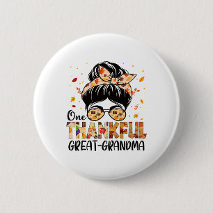 Great-grandma Thankful Messy Bun Grandma Thanksgiv 6 Cm Round Badge