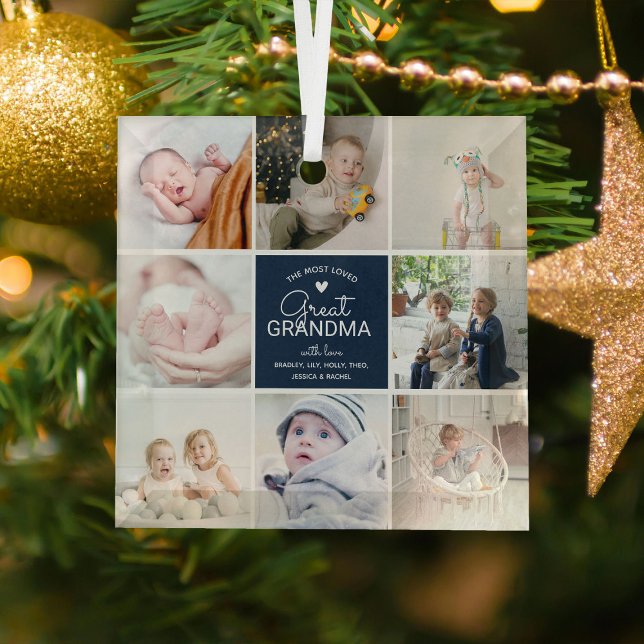 GREAT GRANDMA 'the most loved' Photo Collage Throw Glass Tree Decoration (Creator Uploaded)