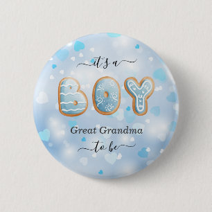 Great Grandma to Be Blue Baby Shower 6 Cm Round Badge