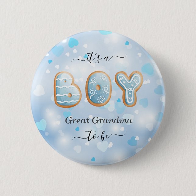 Great Grandma to Be Blue Baby Shower 6 Cm Round Badge (Front)