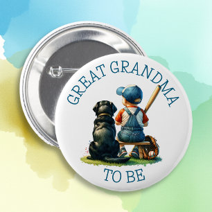 Great Grandma To Be Boy's Baseball Baby Shower 6 Cm Round Badge