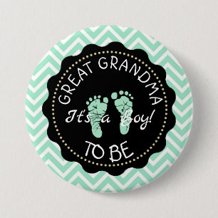 Great Grandma to be Green Baby Shower button