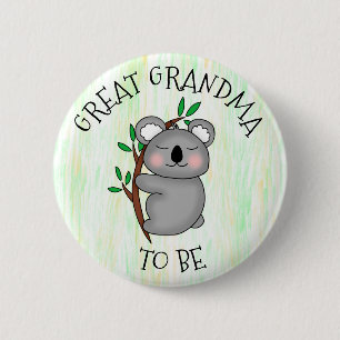 Great Grandma To Be   Koala themed Baby Shower 6 Cm Round Badge