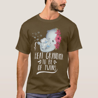 Great Grandma To Be Of Twin Baby Boys Elephant Bab T-Shirt