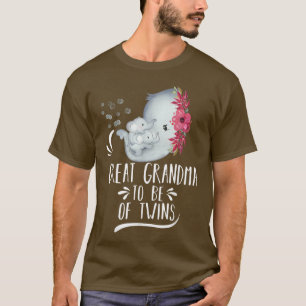 Great Grandma To Be Of Twins Elephant Baby Shower T-Shirt