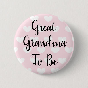 Great Grandma to be Pink Hearts Baby Shower 6 Cm Round Badge